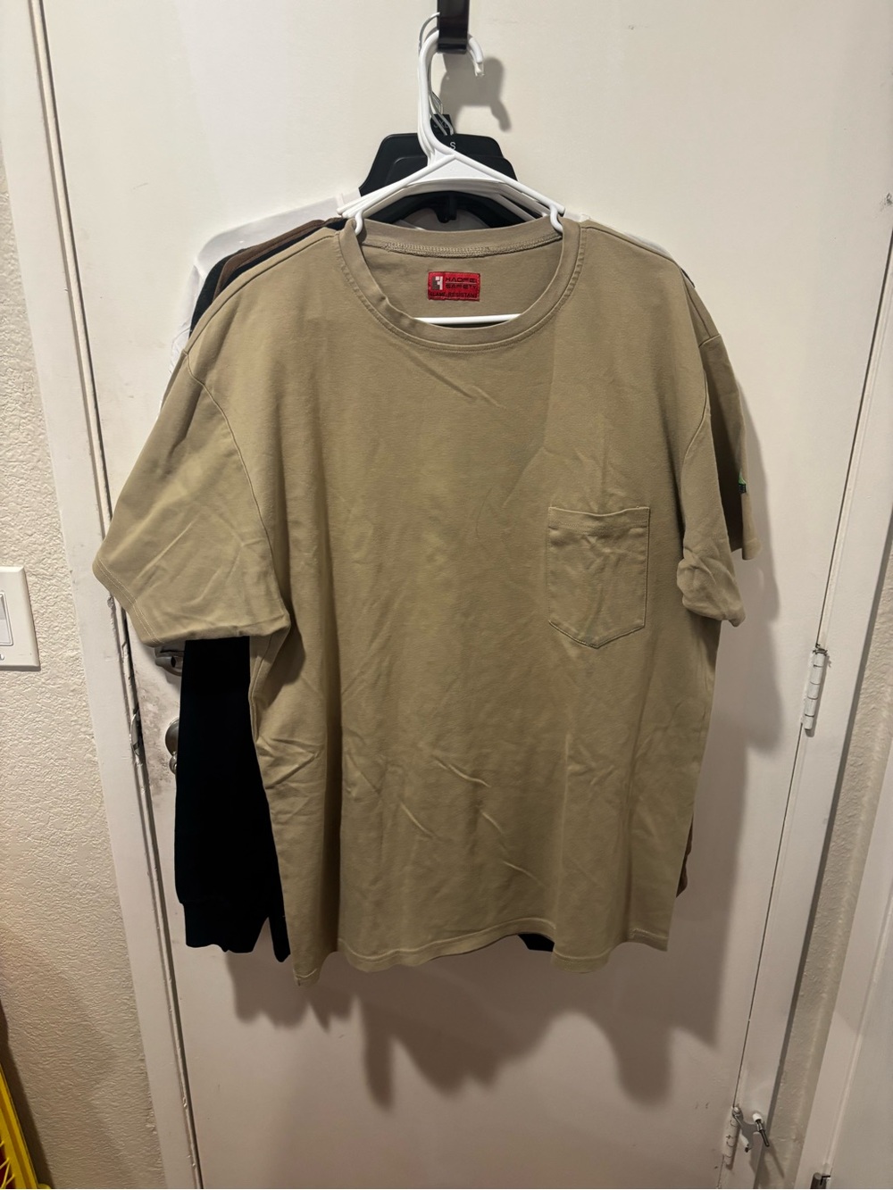 Haofei Men’s Pocket T-Shirt in Khaki. FLAME RESISTANT